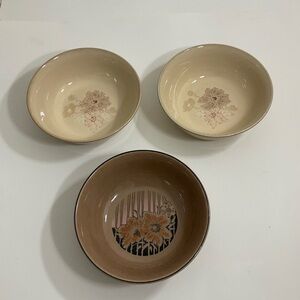 Denby Brown Beige Soup Bowls Set of 3